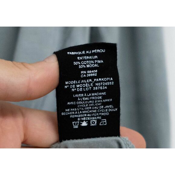 Theory Parkopia Pima Cotton Modal Blend Grey Blue Long Sleeve Crewneck T Shirt L - Picture 5 of 8